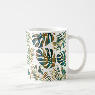 Caneca De Café Mata de café com folhas tropicais, de chá e de o