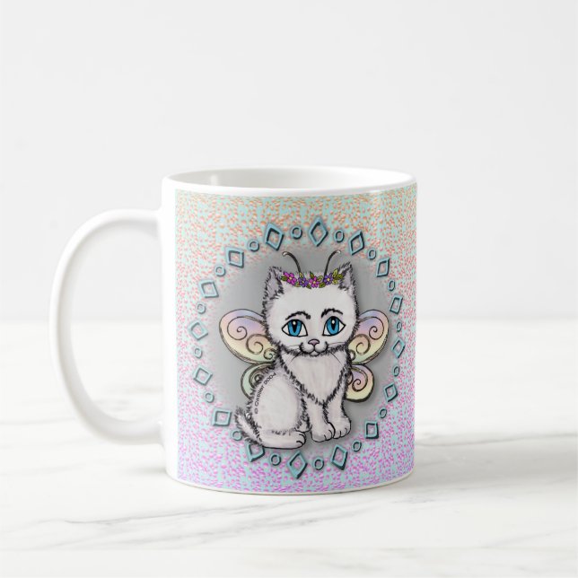 Caneca De Café Mata de fada de gato branco (Esquerda)