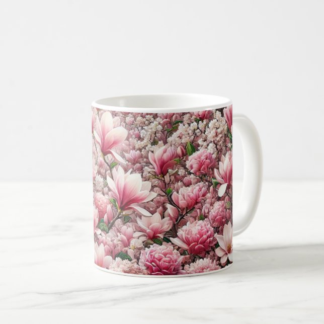 Caneca De Café Mata de flores com cena de flor de magnólia (Frente Esquerda)