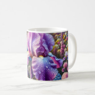 Caneca De Café Mata de flores com flor da íris lavanda