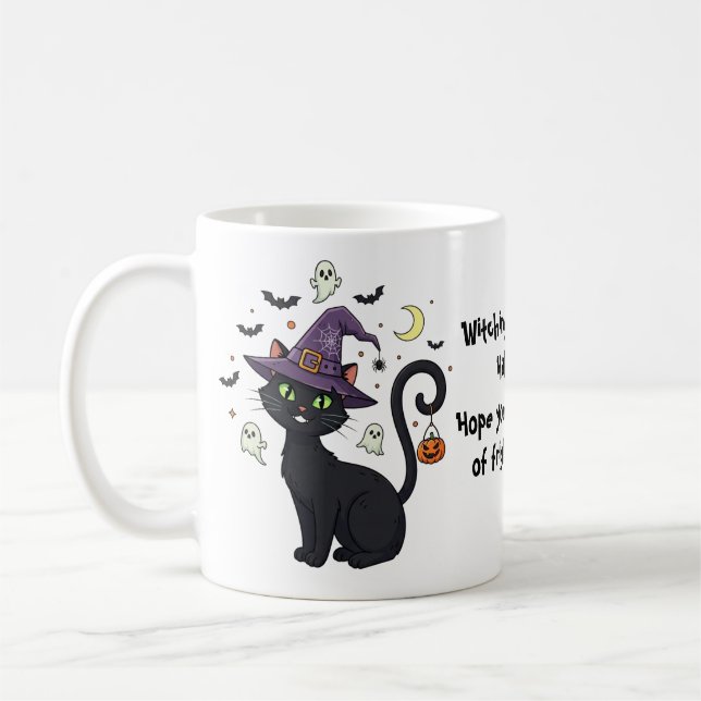 Caneca De Café Mata De Gato De Bruxa Whimsical Presente Para O Ha (Esquerda)