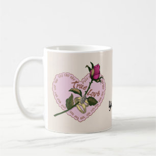Caneca De Café Mata de Rosa do Red Love Rings