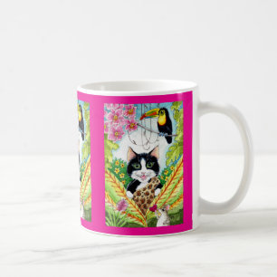 Caneca De Café Mata-gato-do-gato-coração-da-selva