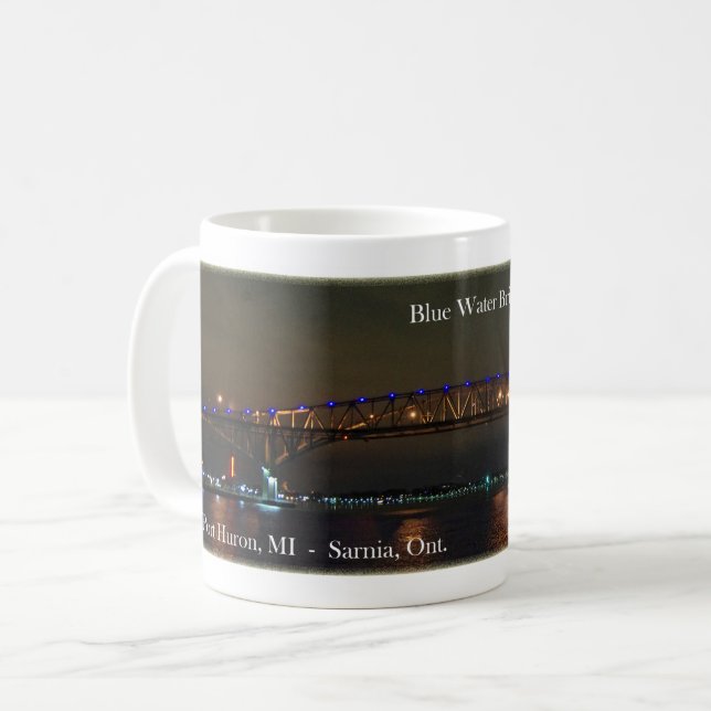 Caneca De Café Mata noturna da Ponte Azul-Água (Frente Esquerda)