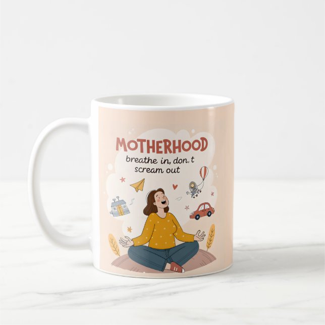 Caneca De Café Maternidade Respira Calma Arte (Esquerda)