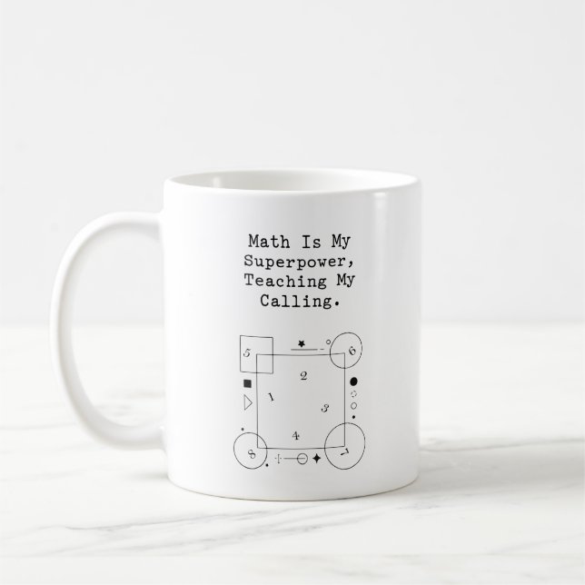 Caneca De Café Math Superpower Teacher | Calling & Passion (Esquerda)