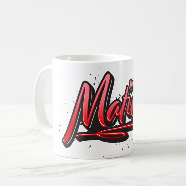 Caneca De Café Matilde red Heart Graffiti Tasse Kaffeetasse (Frente Esquerda)