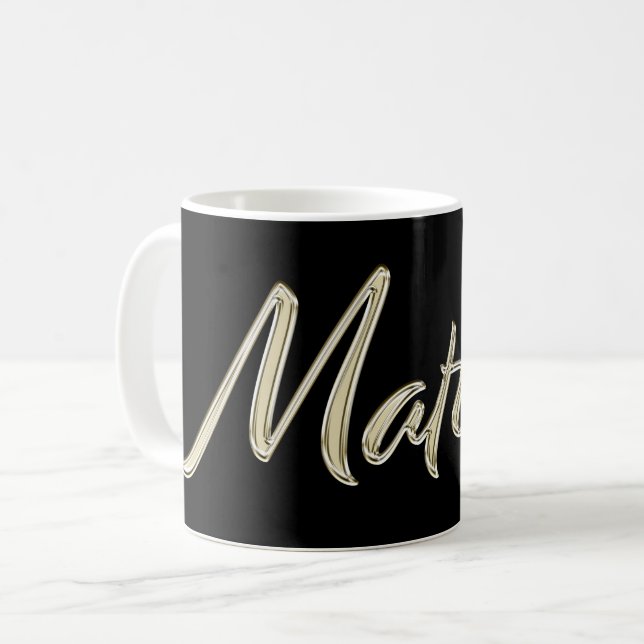 Caneca De Café Matilde white gold Handwriting Tasse Kaffeetasse (Frente Esquerda)
