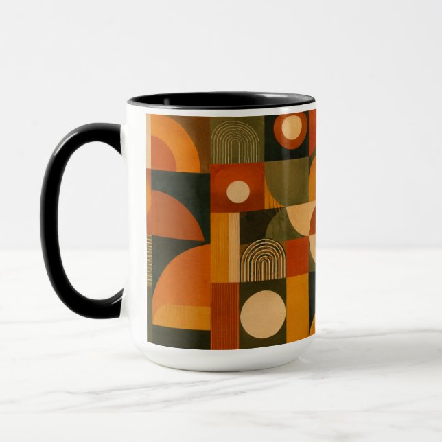 Caneca de Café Matinal Geométrica Retro Bauhaus Ae (Esquerda)