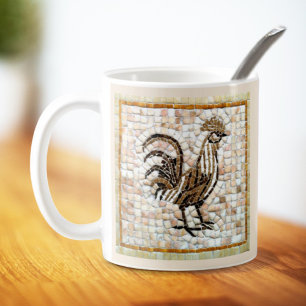 Caneca De Café Matizes de Arte Galinha Castanha e Negra Mosaica
