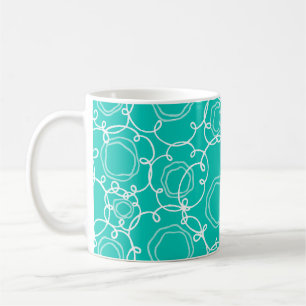 Caneca De Café Matriz Floral Abstrata (Turquesa) Arte Refinada