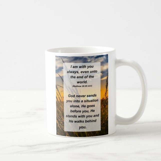 Caneca De Café Matthew 28:20 Estou sempre contigo (Direita)