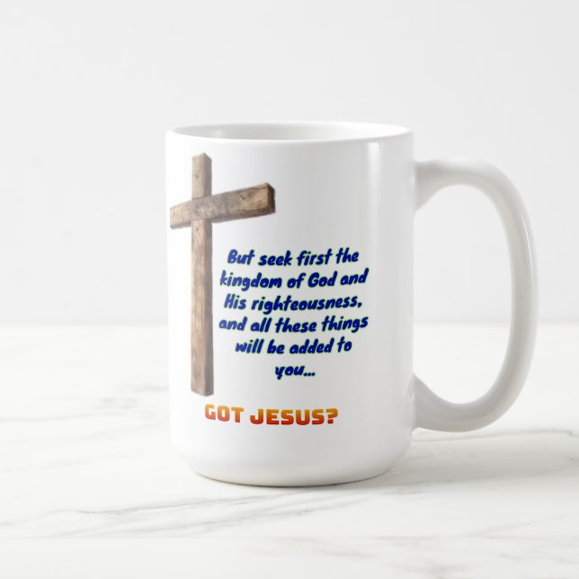 Caneca De Café Matthew 6:33 Cross (Direita)