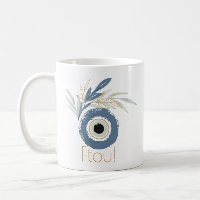 Caneca De Café Mau de abstrato azul com folhas magnéticas clássic (Esquerda)