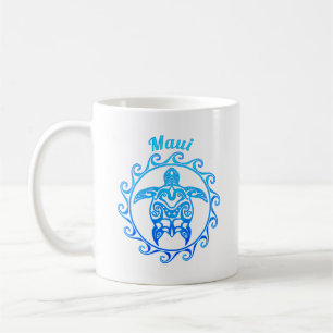 Caneca De Café Maui de Tartaruga Azul Tribal