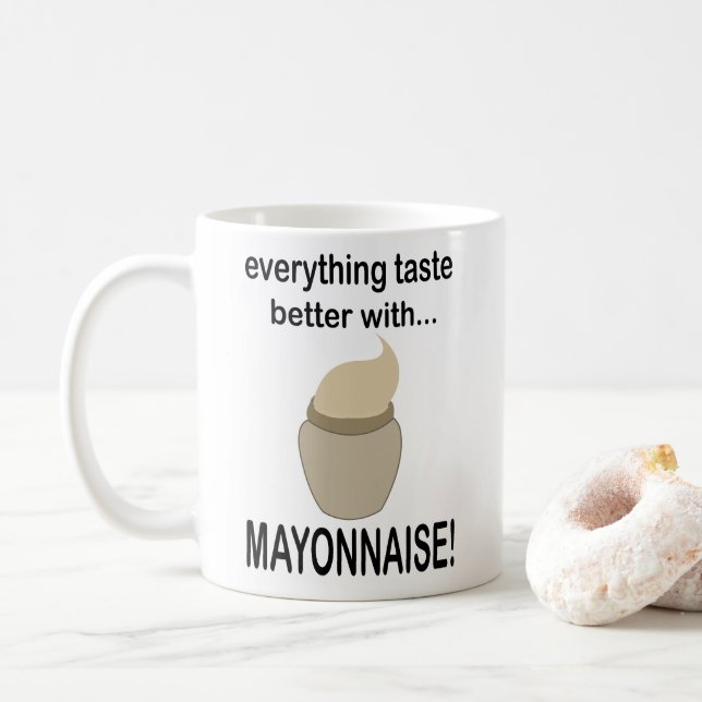 Caneca De Café Mayonnaise Sauce Comida Engraçado Mayonnaise (Com Donut)