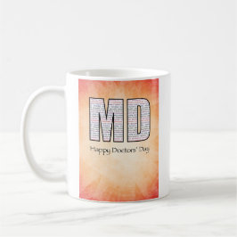Caneca De Café MD Feliz Dia dos Médicos com Vermelho e Amarelo