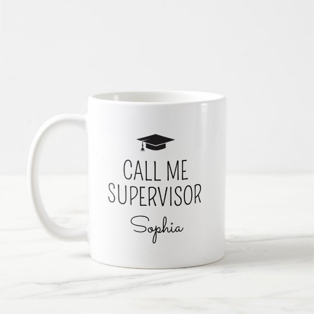 Caneca De Café Me Chame de Supervisor Nome Personalizado (Esquerda)