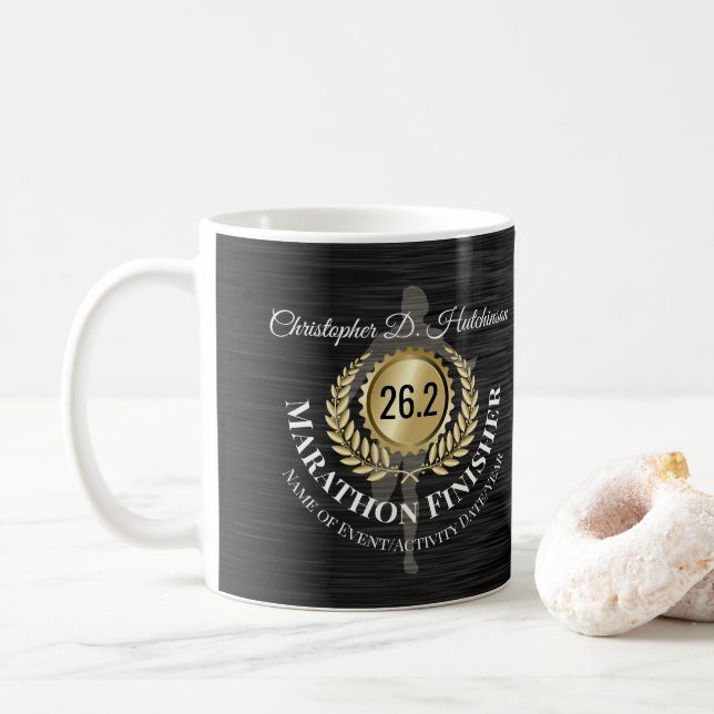 Caneca De Café Medalha Personalizada do Runner 26.2 Marathon Keep (Com Donut)