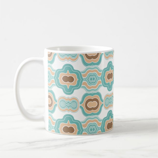 Caneca De Café Medalhão azul/tan/marrom colorido (Esquerda)