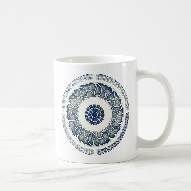 Caneca De Café Medalhão Chinês: Chinoiserie Azul Índigo (Direita)