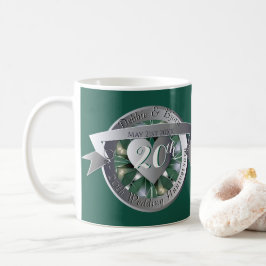 Caneca De Café Medalhão do Coração Emerald, 20 Wedding