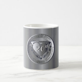 Caneca De Café Medalhão do Coração Platinum de 20 Casamento