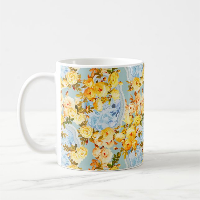 Caneca De Café Medalhão e Rosas (Esquerda)