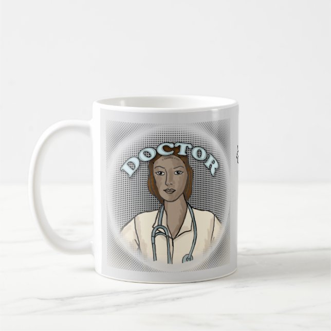 Caneca De Café Médica negra retrô feminina (Esquerda)