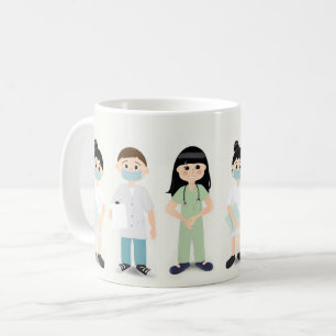 Caneca De Café Medicina com enfermeiras e médicos