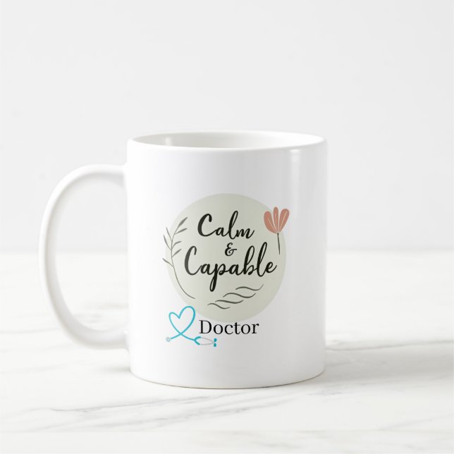 Caneca De Café Médico Calmo e Capaz Personalizado (Esquerda)