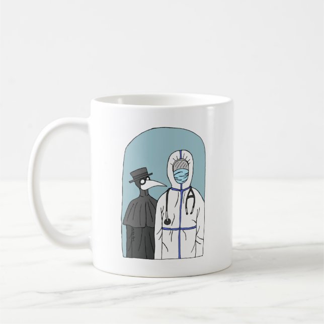 Caneca De Café Médico da peste com o médico COVID Nome personaliz (Esquerda)