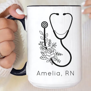 Caneca De Café Médico Enfermeira   Trabalhador Personalizado de S