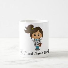Caneca De Café Médico Personalizado, Brunette Female