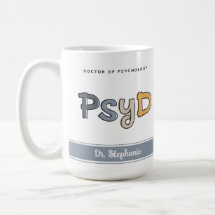 Caneca De Café Médico PsyD Personalizado de Psicologia Psicóloga
