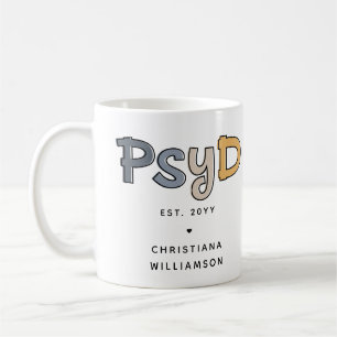 Caneca De Café Médico PsyD Personalizado de Psicologia Psicóloga