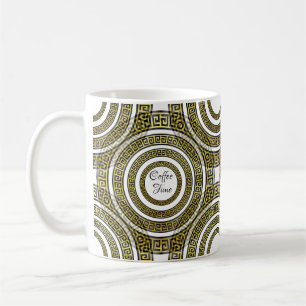 Caneca De Café Medidor-Chave Grego em Simetria Geométrica Artdeco