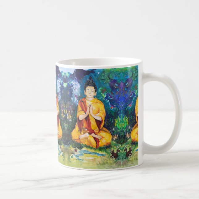Caneca De Café Meditação de Jardim Buddhas Reze Maureen Girard Ti (Direita)