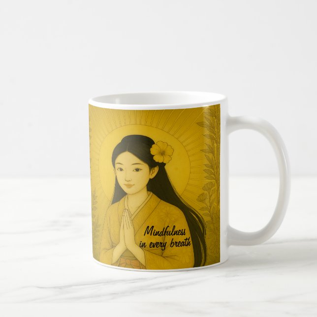 Caneca De Café Meditação de Zen Personalizada Ioga da Mindagação  (Direita)