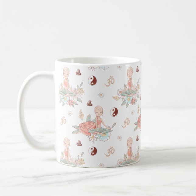 Caneca De Café Meditação de Zen Yoga Cute Lotus Namaste (Esquerda)