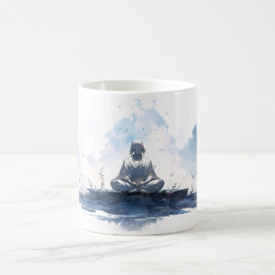 Caneca De Café Meditação E Paz No Estilo De Cartoon