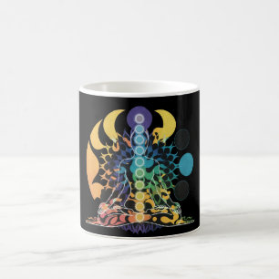 Caneca De Café Meditação Espiritual de Chakra Cósmico Colorido En