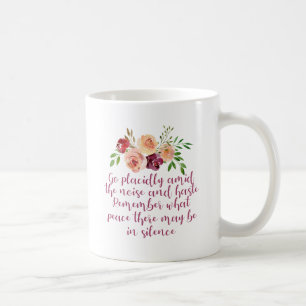 Caneca De Café Meditação Pacífica de Poema Desiderata Floral