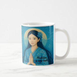 Caneca De Café Meditação Zen Personalizada Imagem Ioga Azul