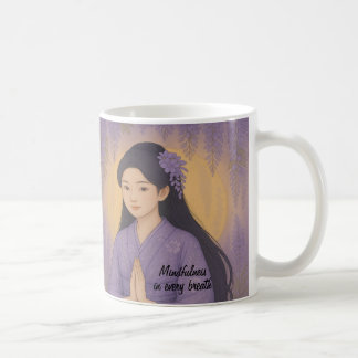 Caneca De Café Meditação Zen Personalizada Mindagação Ioga Roxo