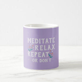 Caneca De Café Meditar Relaxe Repetir Lavanda Motivacional