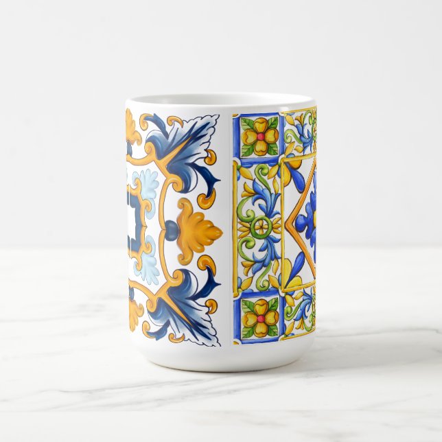 Caneca De Café Mediterrâneo,azulejos Sicilianos,limões     (Centro)