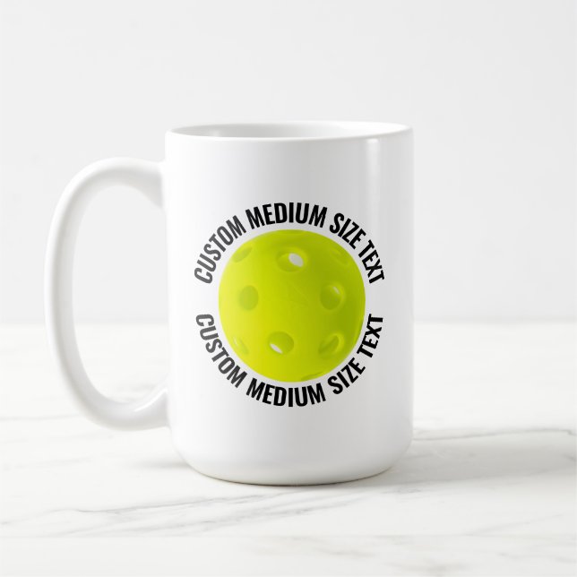 Caneca De Café Medium Personalized Text Pickleball 15 oz. Custom (Esquerda)
