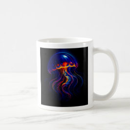 Caneca De Café Méduse Fluorescente Fond Marin