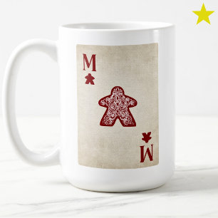 Caneca De Café Meeple Ás de Carta de Baralho Antiga Jogo de Tabul